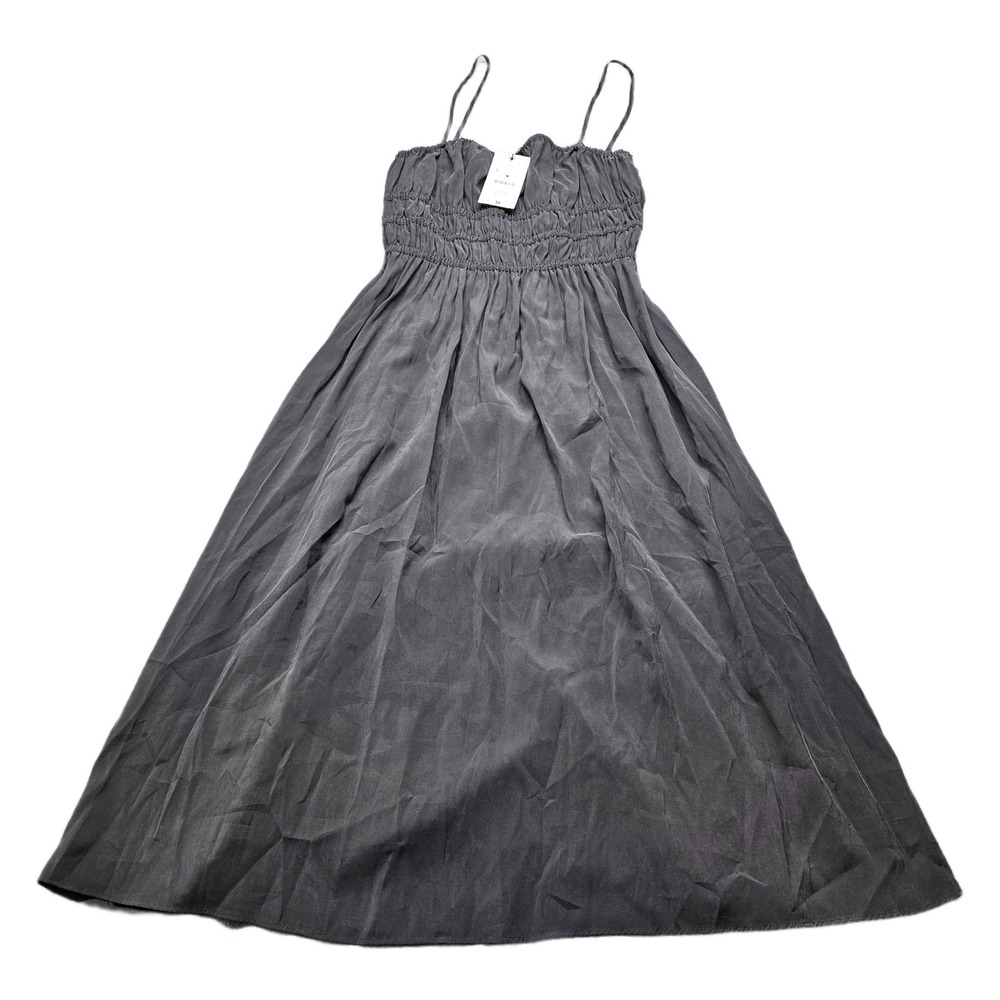 Zara Maxi Dress Womens Large Black Adjustable Straps Smocked Wasit Evening Party